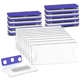 Pack of 10 Magnetic Name Badges, Name Badges for Clothes, Magnet, for Business Cards, ID Sleeves, Labelling, ID Card Holder