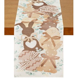 NUKAYAI Easter Table Runner Bunny RABIT Egg Eucalypt Flowers Home Indoor Decorations, Spring Table Runner Seasonal Decoration Easter Party for Kitchen Dining Decor 72x13 Inch