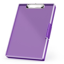 Rimilak Plastic Clipboard with Storage, Side Opening Clip Boards with 2 Storage Case, High Capacity Nursing Clipboards with Heavy Duty Clips for Work School Office Supplies, Dark Purple