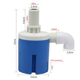1/2'' Automatic Float Valve Water Level Control for Livestock Drinking Water Tank Toilet Swimming Pool Aquarium Automatic Irrigation (Top Inlet)