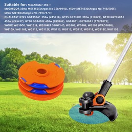 CDIYTOOL WX100 Grass Trimmer Spool Lines fit for Qualcast GT25 GGT350A1 GT30 GGT450A1 and WG100E WG104E1 1.65mm dia 8.3m long (8 spools + 2 caps)