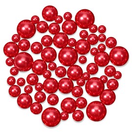 TOAOB 370pcs Glass Pearl Beads Red Round Loose Imitation Pearls Beads 4mm 6mm 8mm 10mm in for Jewellery Making Necklace Bracelet Craft