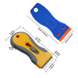Razor Blade Scraper, Scraper Tool with 2 Pack Scrapers 20PCS Plastic Blades and 10PCS Metal Blades for Cleaning and Removing