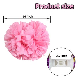 Hooshing 2PCS Pink Pom Poms Cheerleading with Baton Handle for Team Sports Spirit Dance Party Kids Adults