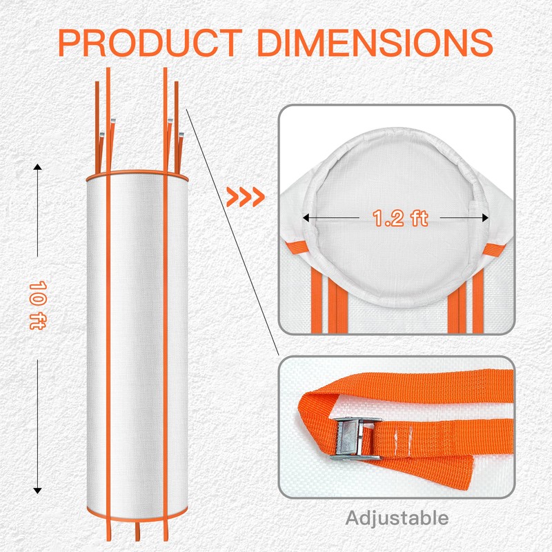 10 Ft Construction Trash Chute with Circular Top Steel Ring