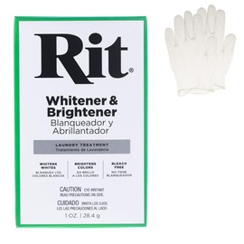 All Purpose Concentrated Rit Dye Powder Single Pack with Plastic Gloves for Clothing, Décor, and Crafts – Whitener/Brightener