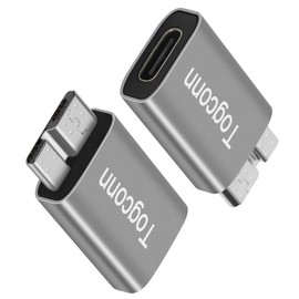 Togconn Micro B to USB C 3.1 Adapter (2 Pack),USB Type-C (Female) to Micro B (Male) Convert Connector, Support Charge & Data Sync for Hard Drive Cable,External Hard SSD Drive,Tablet, Phone, Laptop