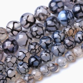 abalorio de piedra de ágata de vena de dragón negro de 4 mm, piedras preciosas naturales redondas sueltas para hacer joyas y pulseras, 180 unidades, 2 hebras de 32 pulgadas