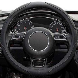 Funda para volante de coche, 37-38 cm Universal de microfibra de cuero transpirable antideslizante sin olor Accesorios para volante para hombres y mujeres (negro)