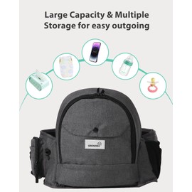 Baby Hip Seat Carrier, GROWNSY Ergonomic Hip Seat Baby Carrier with Multiple Pockets, Adjustable Extended Waistband for Newborns & Toddlers up to 50 lbs, Grey