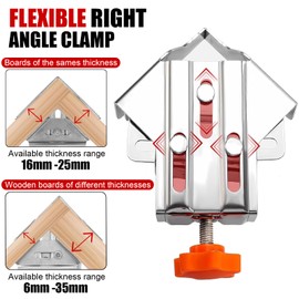 2Pcs 2025 New Corner Clamps for Woodworking, Multipurpose Stainless Steel 90 Degree Corner Clamping with Adjustable Swing Jaw For Wood, Metal Pipe, Steel Rod And Glass (Closed Style)