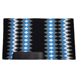 Schneiders Tiffany Western Show Saddle Blanket for Horses | Premium New Zealand Wool | Bold Show Colors | Durable Leather Wear Guards | Size 34" x 40" | Color Black Turquoise