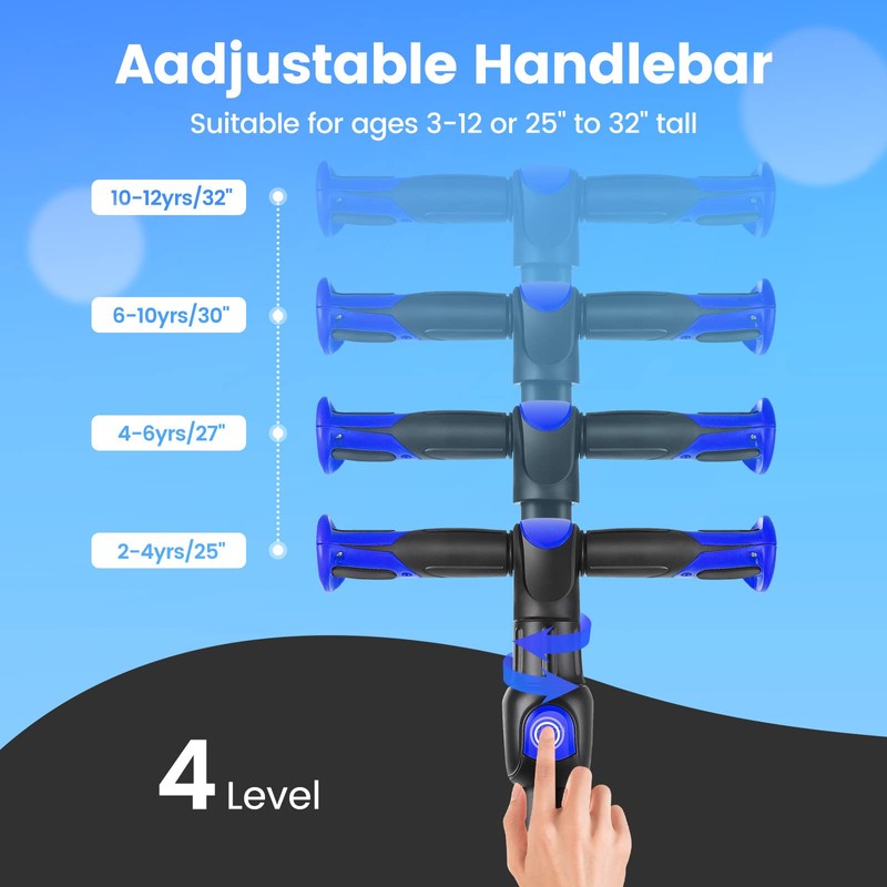 TONBUX Kids Scooter for Age 3-12, Toddler Scooters with 4