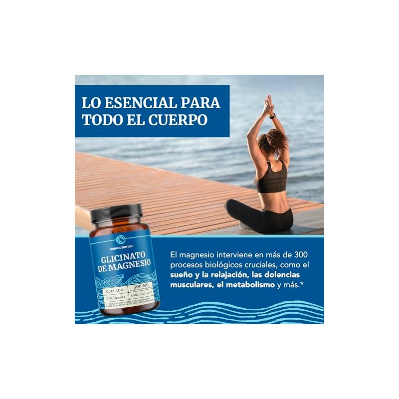 Glicinato Magnesio 500 Alta Absorción Vegano 120 Cápsulas Mejora Sueño