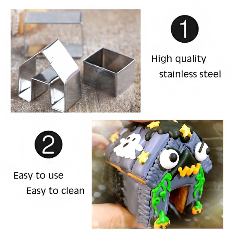 3Pcs Christmas House Cookie Cutter Set, Mini Ginger House Stainless