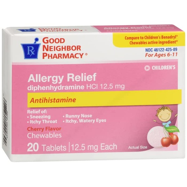 Good Neighbor Pharmacy GNP Children's Allergy Relief Cherry Flavored Chewables, 20 Tablets