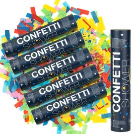 ILP 6 x Confetti Launcher without Bang - Colourful Party Fun with Confetti Cannon and Streamers - Party Popper as Party Decoration for Birthdays, Silverster and Weddings, Carnival