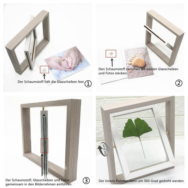 Smiling Art Creative Wooden Picture Frame for 2 Photos with