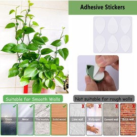 50 Piezas Soporte de Pared Escalada de Vides para Plantas de Jardín, Gancho de Fijación para Plantas y Jardín, Simulación Hoja Verde Tracción Soporte Invisible, Material ABS