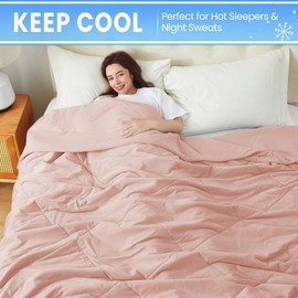 Dreamhood Cooling Throw Blanket Arc-Chill Cool Summer Blanket with Q-Max > 0.45 Cooling Fiber Perfect for Night Sweats and Hot Sleepers（Pink，50"*60"）