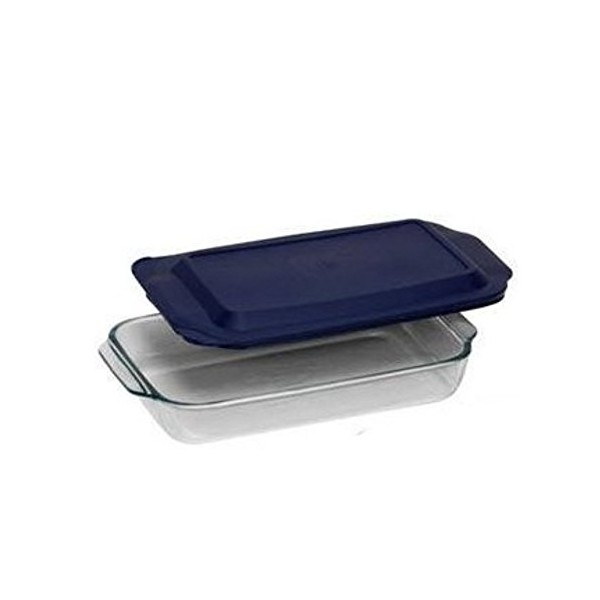 PYREX 3QT Glass Baking Dish with Blue Cover 9" x 13" (Pyrex)