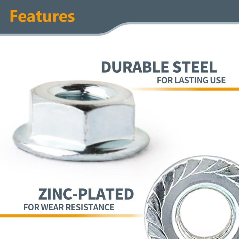 POWERTEC QLN1201 Serrated Flange Hex Lock (M8) Nuts | Premium