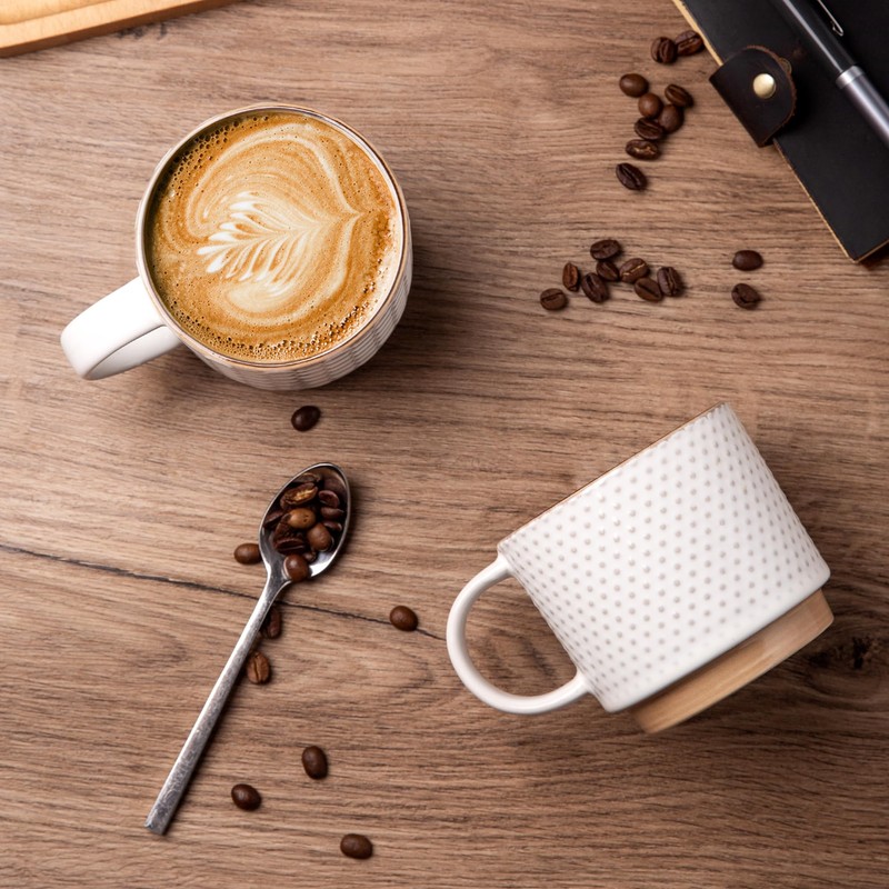 GBHOME 12OZ Stackable Coffee Mugs, Ceramic Coffee Mugs with Texture
