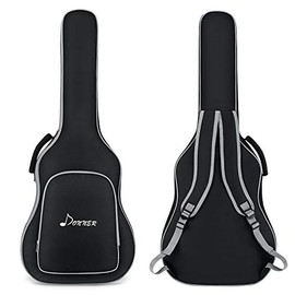 Donner 41 Inch Acoustic Guitar Bag, Guitar Case 0.3 Inch Thicken Sponge Pad 600D Ripstop Waterproof Dual Adjustable Shoulder Strap Soft Guitar Case Gig Bag Black