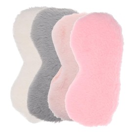 TOVINANNA 4Pcs Furry Eye Masks Breathable Satin Eye Covers for Adults Comfortable Light Blocking Sleep Masks