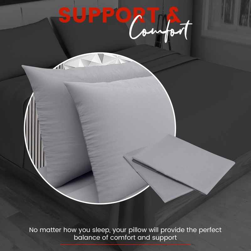 HOME ACE Non Iron Percale Standard Pillowcases 2 Pack Grey,
