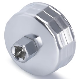 73-74mm 15 Flutes Oil Filter Cap Wrench Removal Tool Socket Compatible with AC Delco PF63/PF64 Oil Filter, for Chrysler, GM, Equinox 1.5L and Chevy Silverado 4.3L Engine, Silver Heavy-Duty Alloy Steel