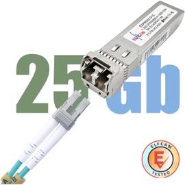 Elfcam® - 25G SFP28 SR 850nm Transceiver Module Compatible with NVIDIA Mellanox and Intel E810, 25GBASE-SR 850nm 100m DOM LC Duplex MMF, Pack of 2