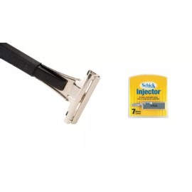 Schick Shave Classic Single Edge Razor Handle with 7 Ct. Schick Injector Refill Blade !