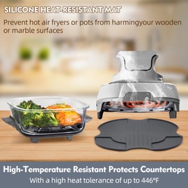 BMAYFT Silicone Trivets Mat Compatible with Ninja Crispi Air Fryer, Food-Grade Heat-Resistant Mats Accessories Compatible with FN101GY/FN101SG/FN101ST (Dark Grey, 1 Pack)