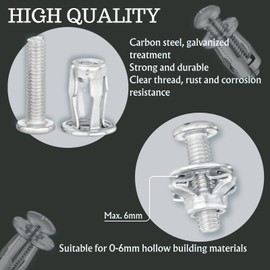 YIRGJERON 50 Set Expansion Screw Petal Nut, M4 M5 M6 M8 Jack Nuts, Carbon Steel Insert Nuts Metal Petal Nuts for Hollow Wall Iron Plastic Pressboard Hardboard Door Anchors Aluminium Cladding Steel