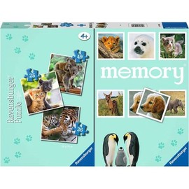 Ravensburger - Puppies, Memory® 48 Cards + 3 Children's Puzzles from 25/36/49 Pieces, 4+ Years Children from 25/36/49 Pieces, 4+ Years