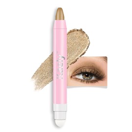 Kaely 1Pcs Light Khaki Shimmer Cream Eye Shadow Brightener Sticks for Eyes, Double Ended Cream Eyeshadow Stick Pencil Pen with Applicator, Eye Shadow Palette Highlighter Makeup Waterproof Pigmented 04