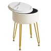 IBUYKE Faux Leather Round Footrest Stool with Storage Ottoman, Makeup
