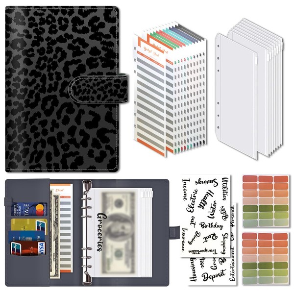 AOPEFNX Budget Binder, Cute A6 Money Saving Binder with Zipper