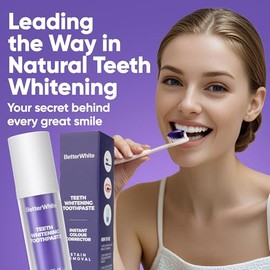Betterwhite Pasta Dental Morada Blanqueadora para Dientes Amarillos 30 ml | Corrector de Color Sin Peróxido | Sonrisa Más Blanca al Instante | Apta para Uso Diario y Esmalte Sensible