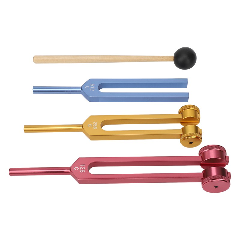 Tuning Forks Set for Healing with Mallet 3 Color Weighted