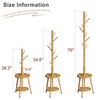 FILWH Freestanding Coat Rack with Umbrella Organizer Tray Bamboo Coat