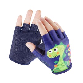 Kids Half Finger Gymnastics Gloves for Age 1-9 Boys Girls Climbing Biking Good Grip Control Gloves for Gymnastics Balance Boards Outdoor Sports (Blue, S)