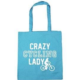 Hippowarehouse Crazy Cycling Lady Tote Shopping Gym Beach Bag 42cm x38cm, 10 litres