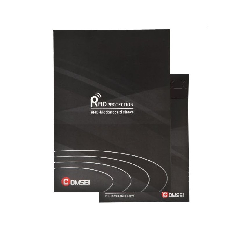 Komsei Passport Case, Skimming Prevention Case Set, Black, Black