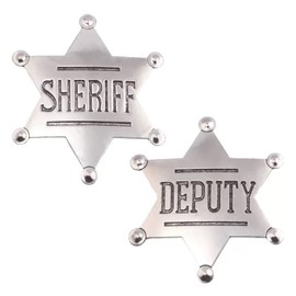 Metal Police Cosplay Badge Pin Brooch, Cowboy Sheriff Deputy Cop Badges for Role Play Props Party Decor Gift for Cosplayers (Sheriff Deputy Silver)