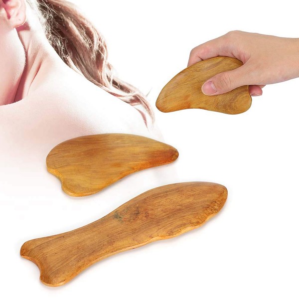 ZJchao Gua Sha Massage Tool, Wooden Scraping Board Scraping Massage Scraper Grip Scraping Board Tool with Storage Bag for Body Pain Relief Shaping Neck Back Muscle Scraper Tool (1#)