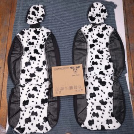 COW CAR Cow Fluffy Seat Covers Two Front with Bling Diamond, Warm Winter Fuzzy S