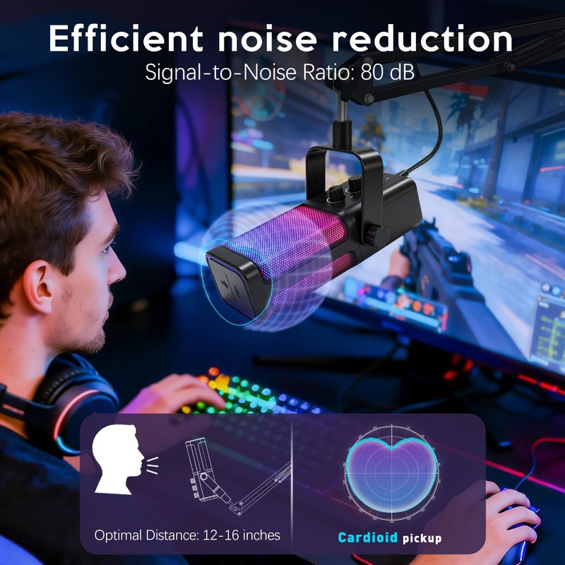 VCOM USB Microphone for PC,Condenser Dynamic Boom Arm Mic for