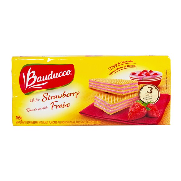 Bauducco Strawberry Wafers, 165 Grams